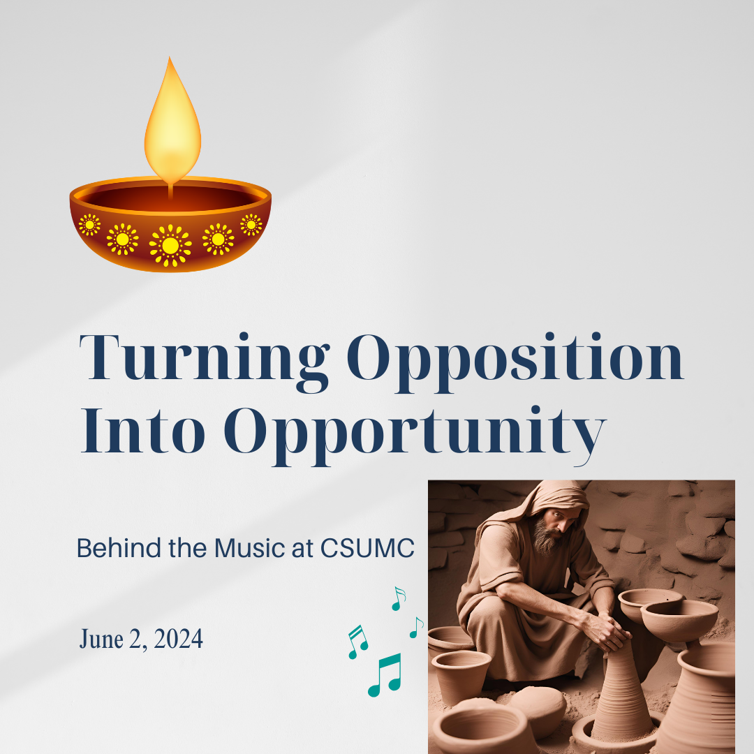 Turning Opposition into Opportunity. Lit candle, Jesus molding the clay pots.